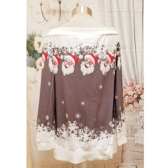 Christmas Women Jumper Sweater Off Shoulder Long Sleeve Pullover Top Sweatshirt - Picture 3 of 10